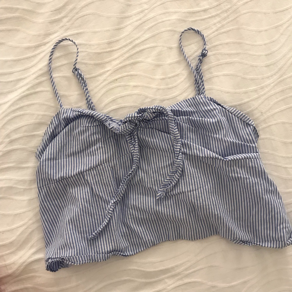 Cute Tie Blue and White Stripes Top